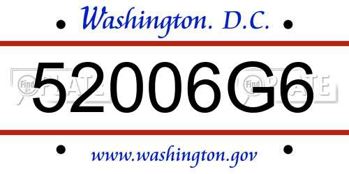 52006G6 District Of Columbia License Plate