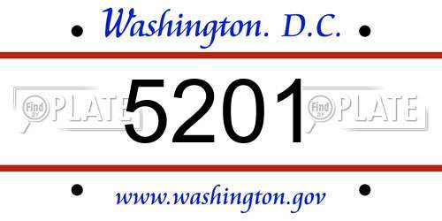 5201 District Of Columbia License Plate