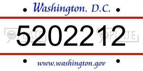 5202212 District Of Columbia License Plate