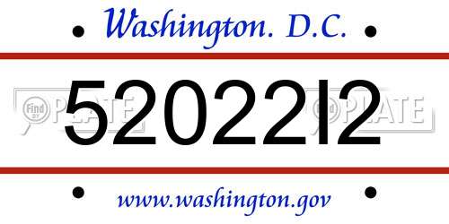 52022I2 District Of Columbia License Plate