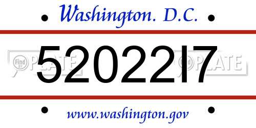 52022I7 District Of Columbia License Plate