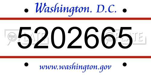 5202665 District Of Columbia License Plate