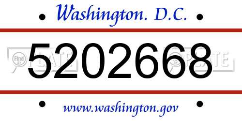 5202668 District Of Columbia License Plate