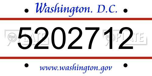 5202712 District Of Columbia License Plate