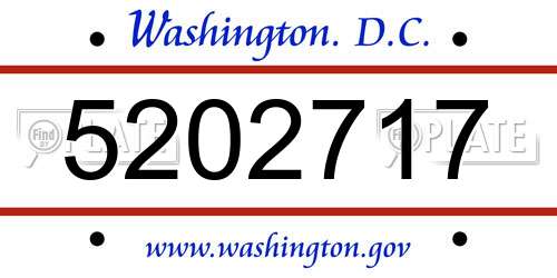 5202717 District Of Columbia License Plate