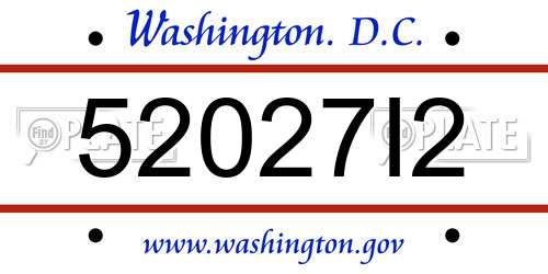 52027I2 District Of Columbia License Plate