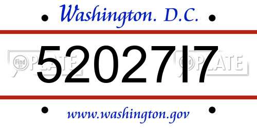 52027I7 District Of Columbia License Plate