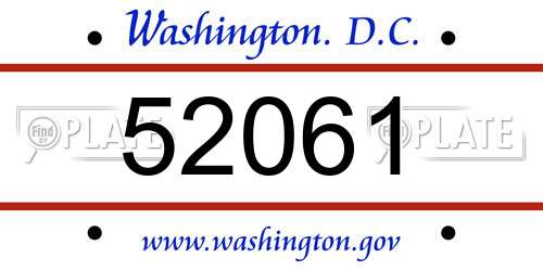 52061 District Of Columbia License Plate