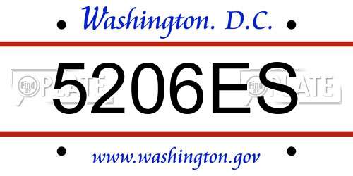 5206ES District Of Columbia License Plate