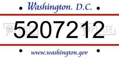 5207212 District Of Columbia License Plate