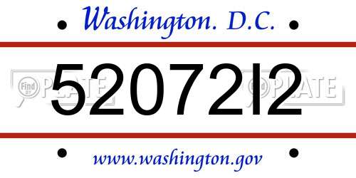 52072I2 District Of Columbia License Plate