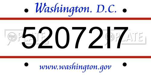 52072I7 District Of Columbia License Plate