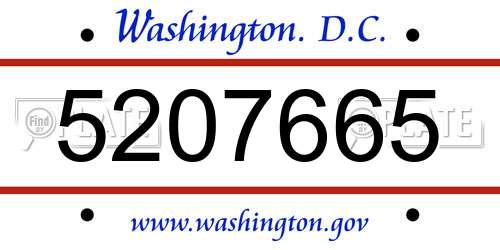 5207665 District Of Columbia License Plate