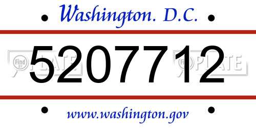 5207712 District Of Columbia License Plate