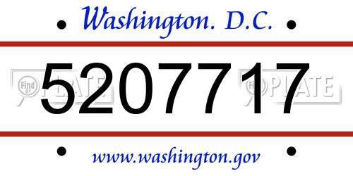 5207717 District Of Columbia License Plate