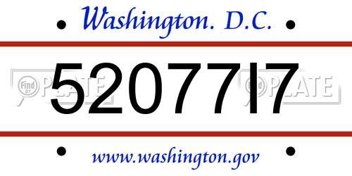 52077I7 District Of Columbia License Plate