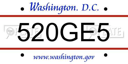 520GE5 District Of Columbia License Plate