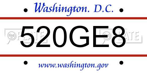 520GE8 District Of Columbia License Plate