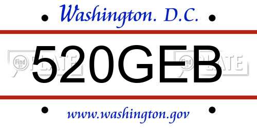 520GEB District Of Columbia License Plate