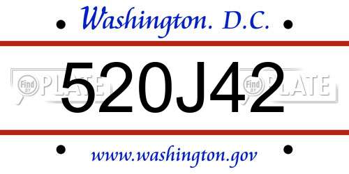 520J42 District Of Columbia License Plate