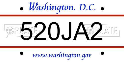 520JA2 District Of Columbia License Plate