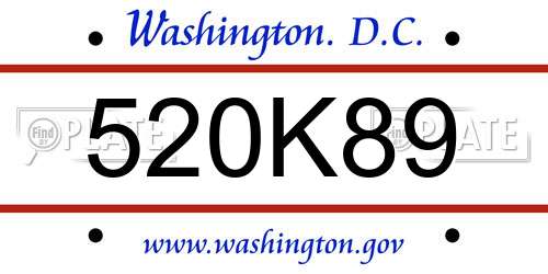 520K89 District Of Columbia License Plate