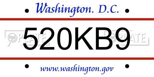 520KB9 District Of Columbia License Plate