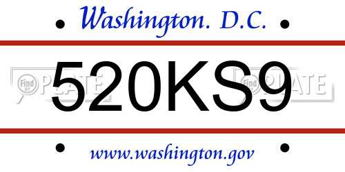 520KS9 District Of Columbia License Plate