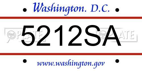 5212SA District Of Columbia License Plate