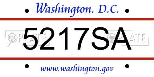 5217SA District Of Columbia License Plate