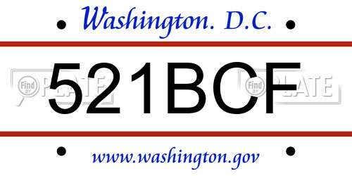 521BCF District Of Columbia License Plate