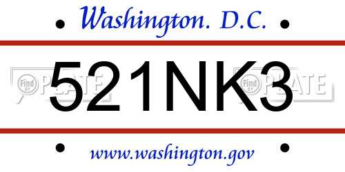 521NK3 District Of Columbia License Plate