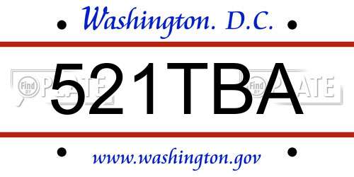 521TBA District Of Columbia License Plate