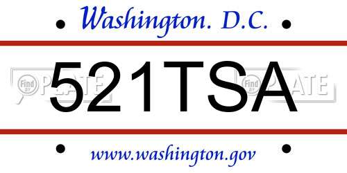 521TSA District Of Columbia License Plate