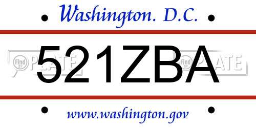 521ZBA District Of Columbia License Plate