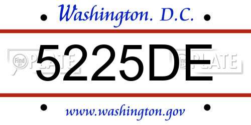 5225DE District Of Columbia License Plate