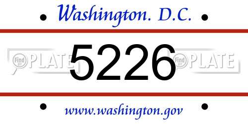 5226 District Of Columbia License Plate