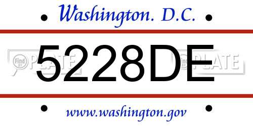 5228DE District Of Columbia License Plate