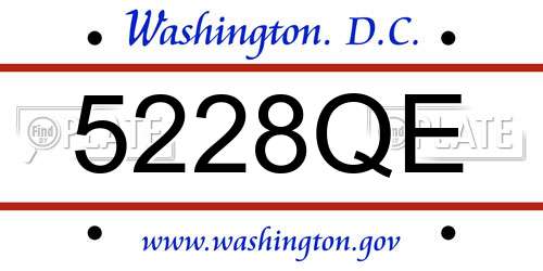 5228QE District Of Columbia License Plate