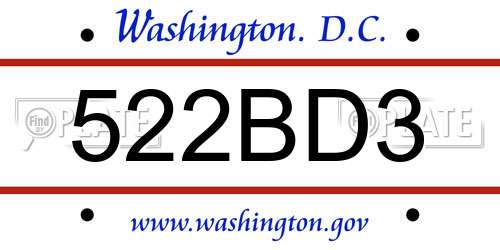 522BD3 District Of Columbia License Plate