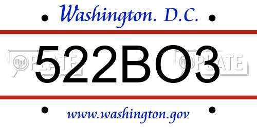 522BO3 District Of Columbia License Plate