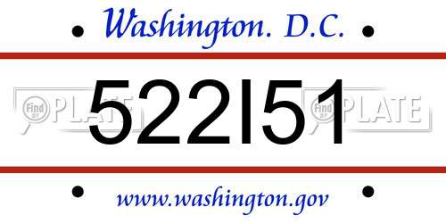 522I51 District Of Columbia License Plate
