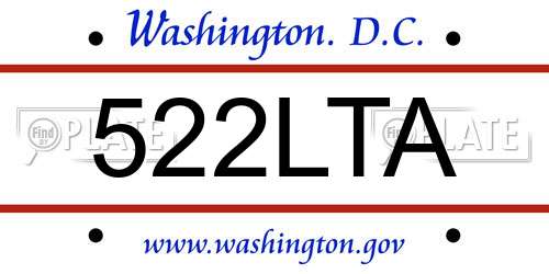 522LTA District Of Columbia License Plate