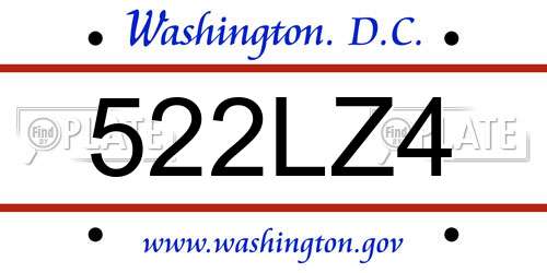 522LZ4 District Of Columbia License Plate