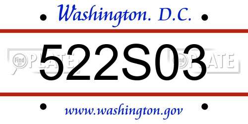 522S03 District Of Columbia License Plate