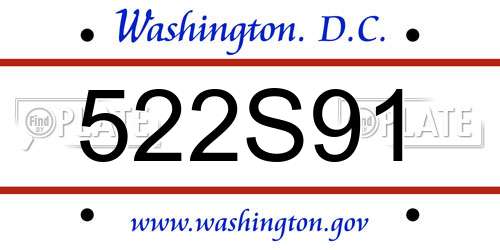 522S91 District Of Columbia License Plate