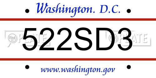 522SD3 District Of Columbia License Plate