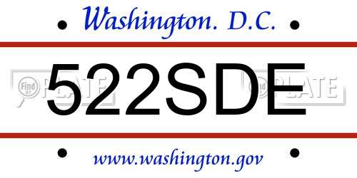 522SDE District Of Columbia License Plate