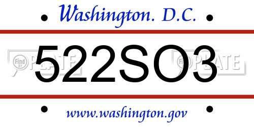 522SO3 District Of Columbia License Plate