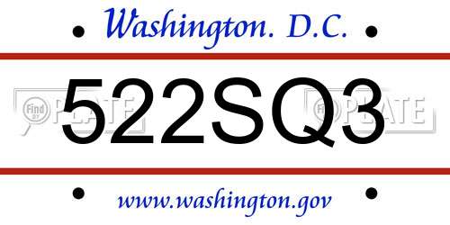 522SQ3 District Of Columbia License Plate